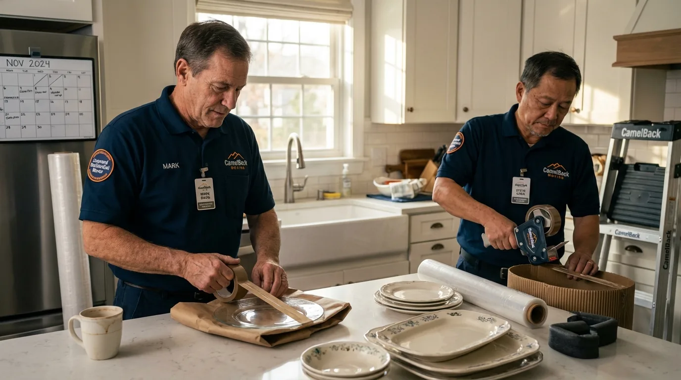 Professional crew packing kitchen dishware in Stevenson, AL
